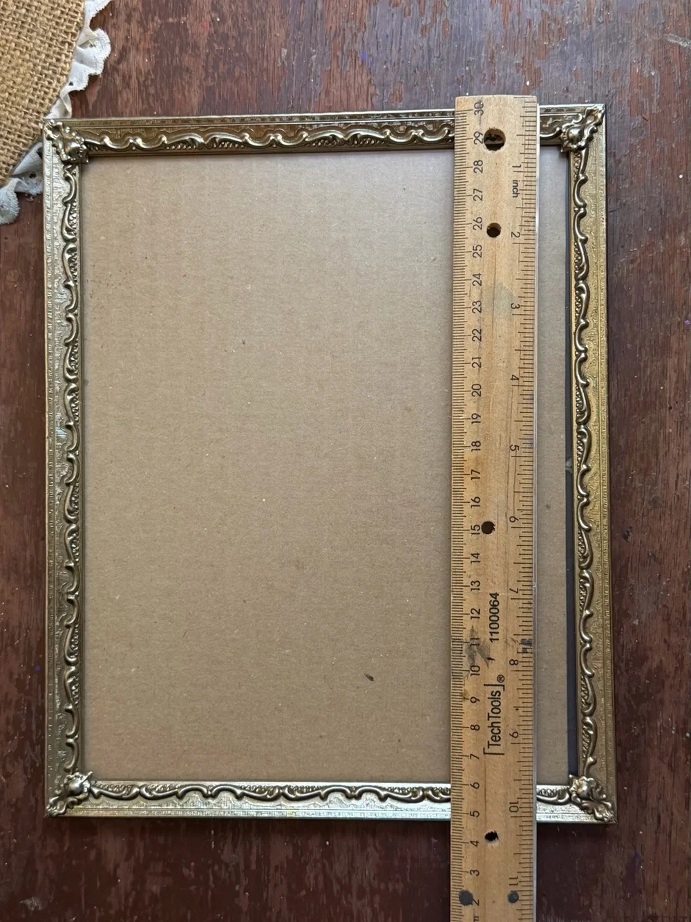 Vtg Gold Tone Brass Metal Picture Frame Embossed Design Edge Fits 8x10”
